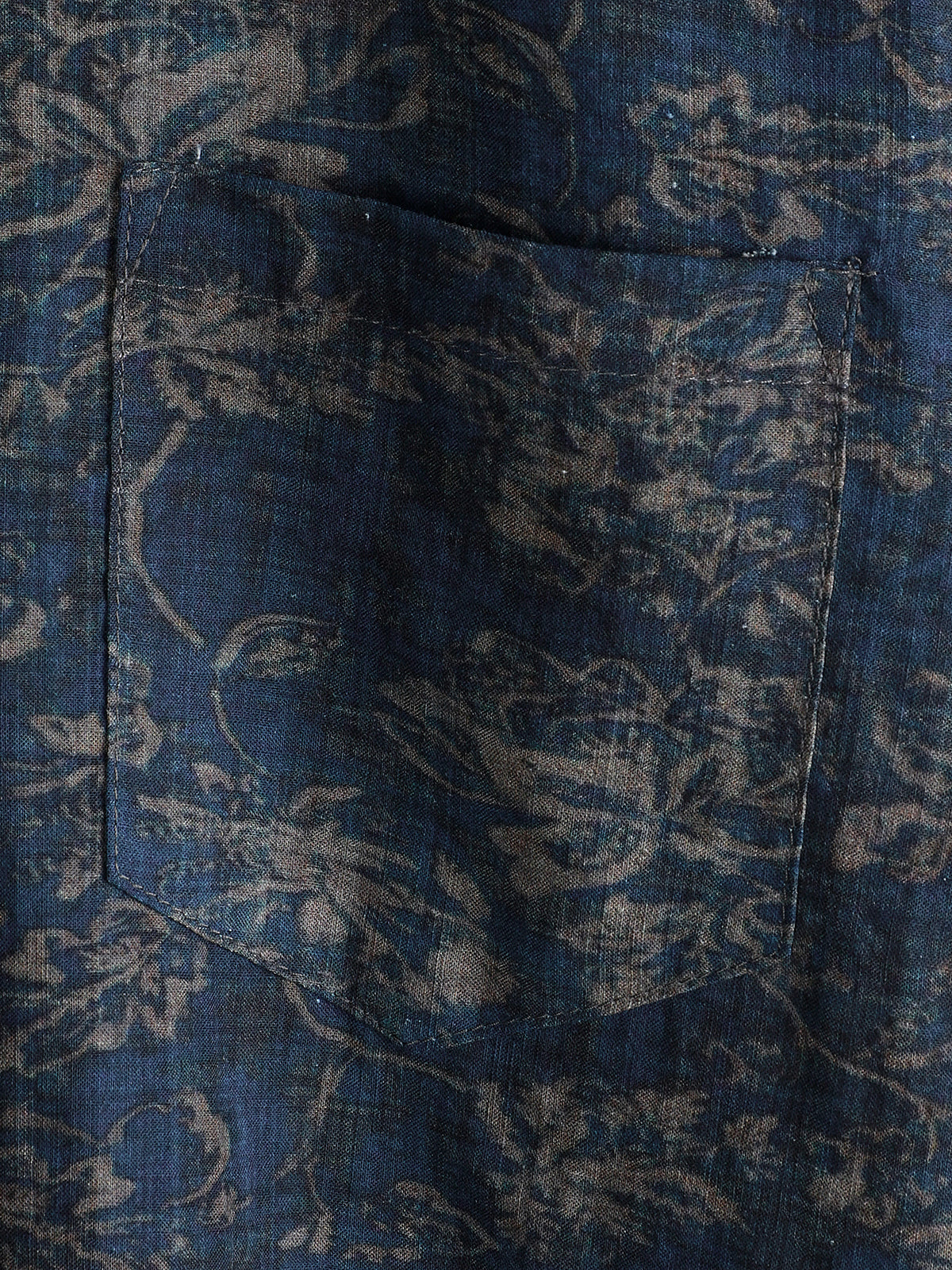 Men's Short Sleeve Summer Shirt with Retro Floral Print Pocket