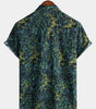 Short-Sleeved Hawaiian Shirt with Tropical Print and Pockets for Men