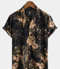 Men's Short-Sleeved Button-Up Shirt with Retro Floral Print