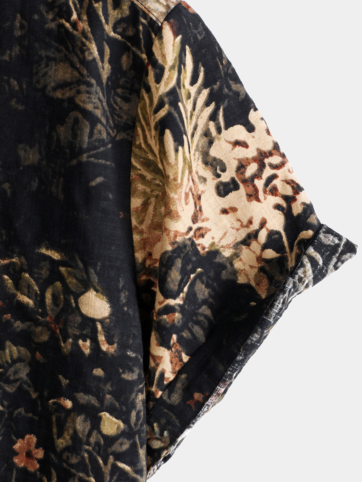 Men's Short-Sleeved Button-Up Shirt with Retro Floral Print
