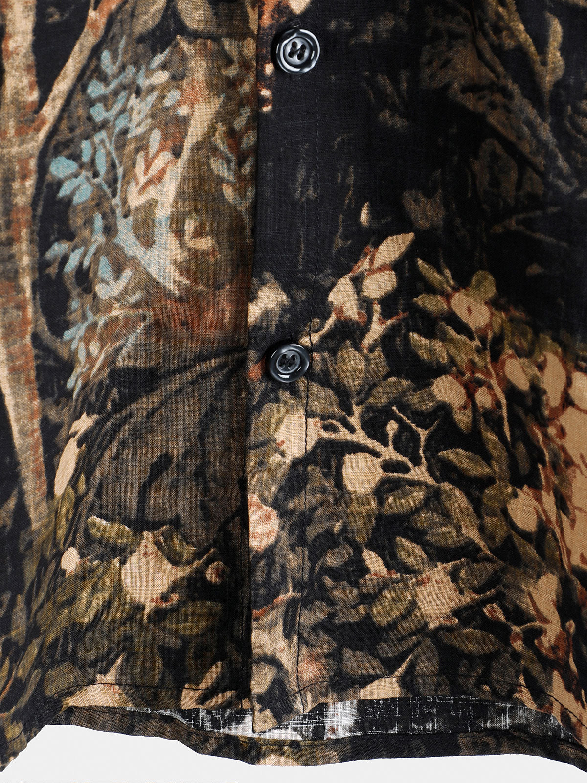 Men's Short-Sleeved Button-Up Shirt with Retro Floral Print