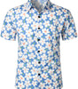 Light Blue Short-Sleeved Floral Print Shirt for Men