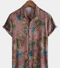 Men's Short Sleeve Summer Rayon Shirt with Retro Print