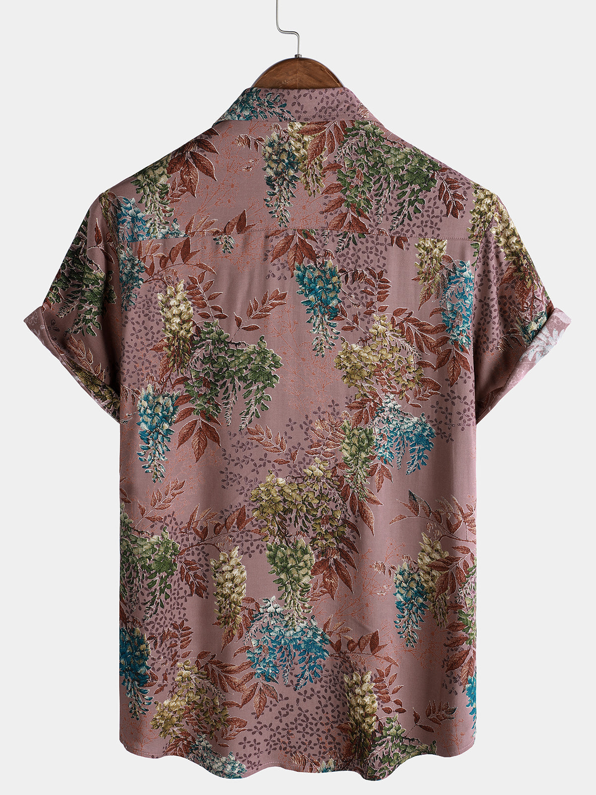 Men's Short Sleeve Summer Rayon Shirt with Retro Print
