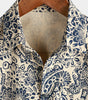 Vintage 70s Button-Up Shirt with Paisley Print and Retro Floral Pocket for Men