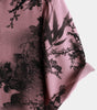 Men's Summer Hawaiian Bamboo Floral Button-Up Short Sleeve Shirt in Pink
