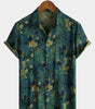 Men's Retro Floral Print Short Sleeve Rayon Shirt