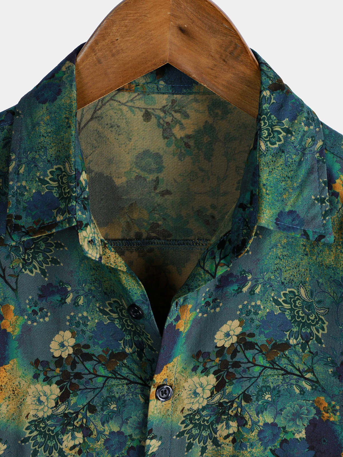 Men's Retro Floral Print Short Sleeve Rayon Shirt