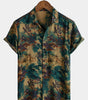Men's Short Sleeve Summer Rayon Shirt, Retro Floral Pattern