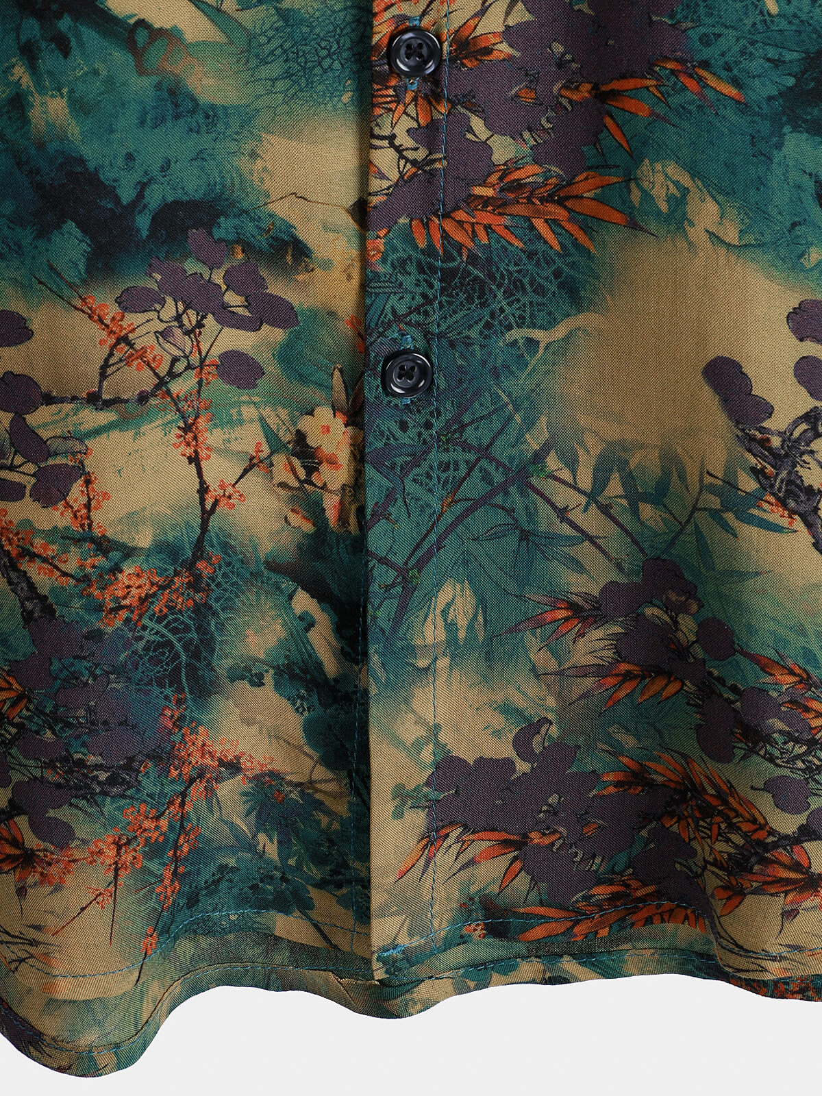 Men's Short Sleeve Summer Rayon Shirt, Retro Floral Pattern