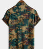 Men's Short Sleeve Summer Rayon Shirt, Retro Floral Pattern