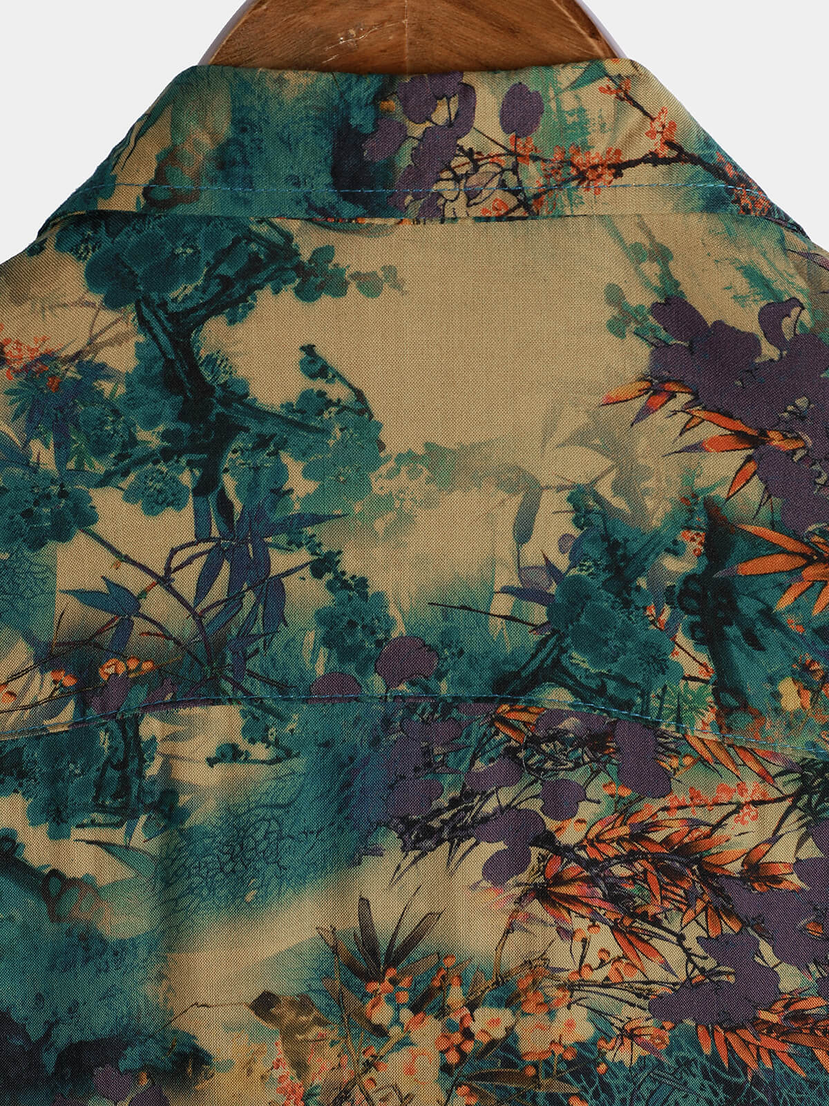 Men's Short Sleeve Summer Rayon Shirt, Retro Floral Pattern
