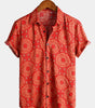 70s Vintage Disco Button-Up Short Sleeve Summer Shirt for Men