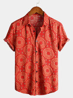 70s Vintage Disco Button-Up Short Sleeve Summer Shirt for Men