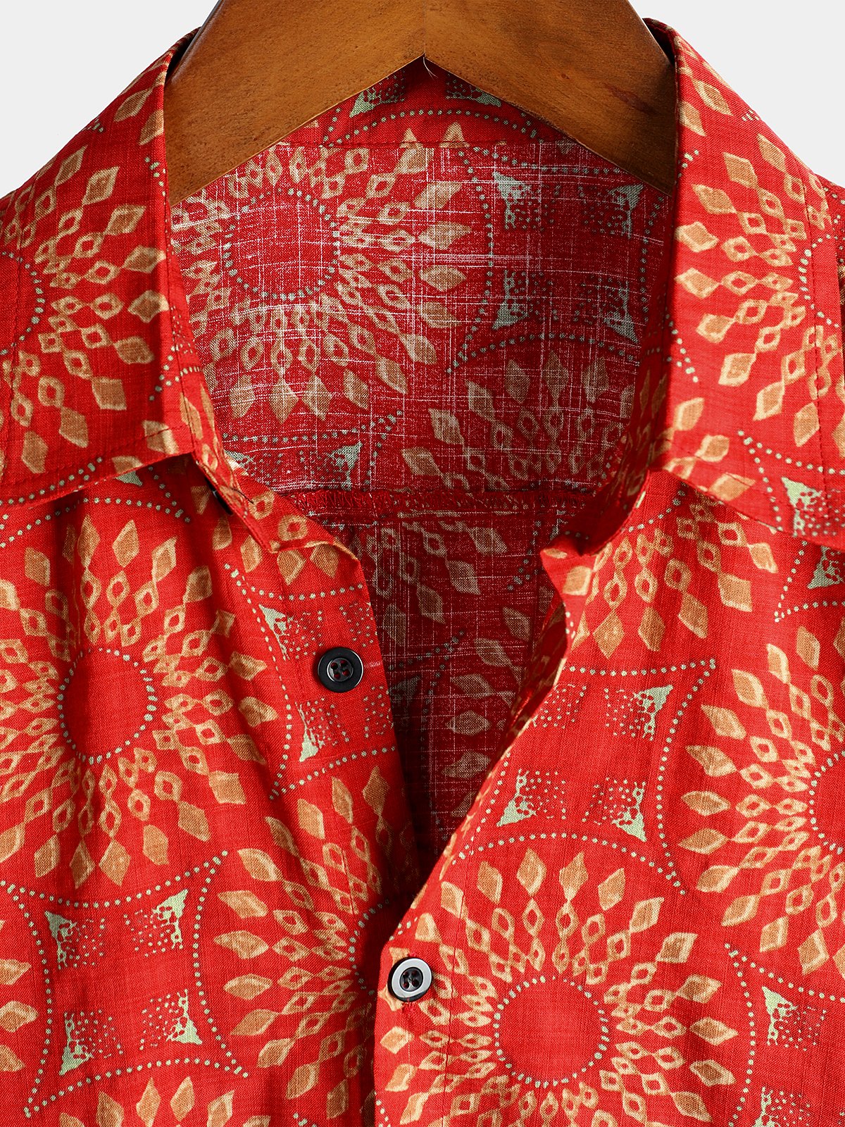 70s Vintage Disco Button-Up Short Sleeve Summer Shirt for Men