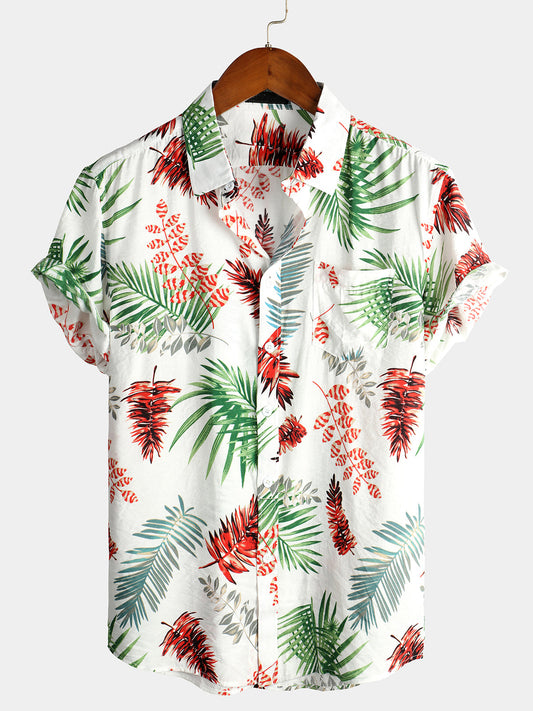 Men's pure cotton Hawaiian holiday print shirt