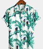 Men's pure cotton Hawaiian-style holiday print shirt