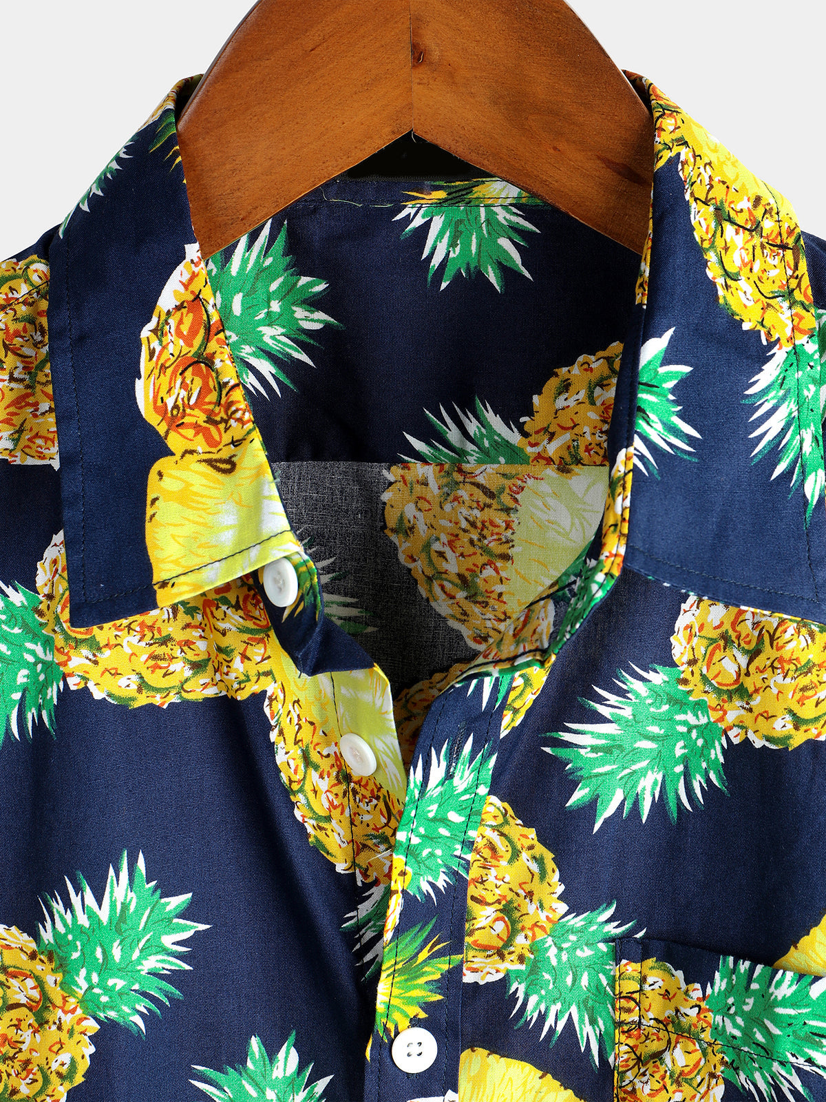 Short-Sleeved Pineapple Cotton Shirts for Men