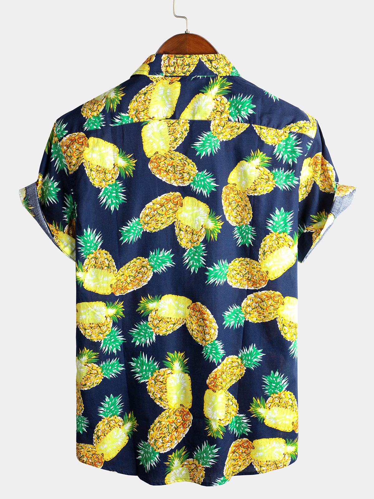 Short-Sleeved Pineapple Cotton Shirts for Men
