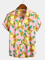 Short-Sleeved Pineapple Cotton Shirts for Men
