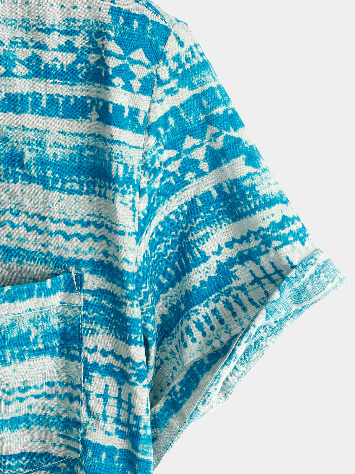 Men's Abstract Blue Watercolour Print Short Sleeve Shirt