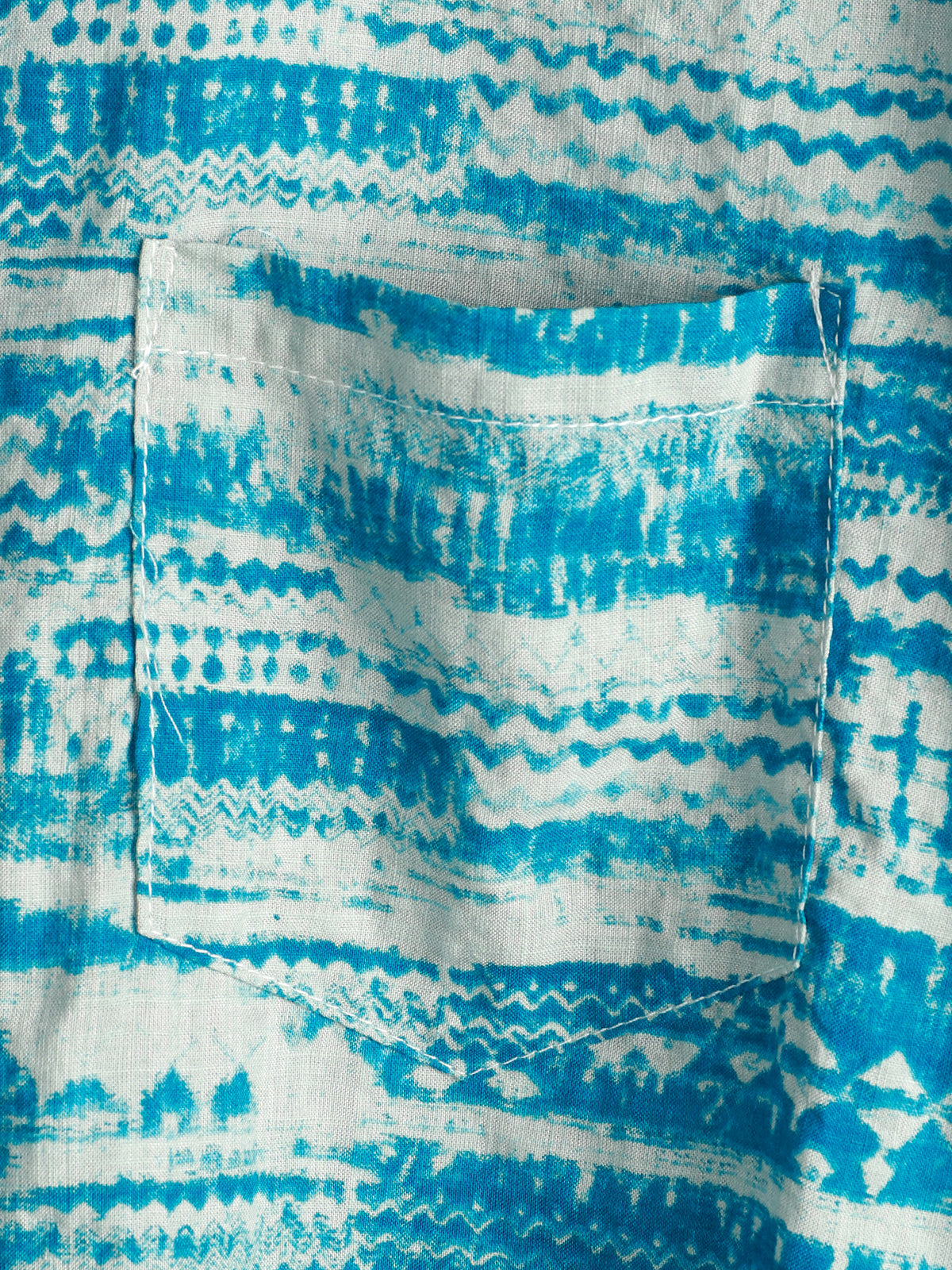 Men's Abstract Blue Watercolour Print Short Sleeve Shirt