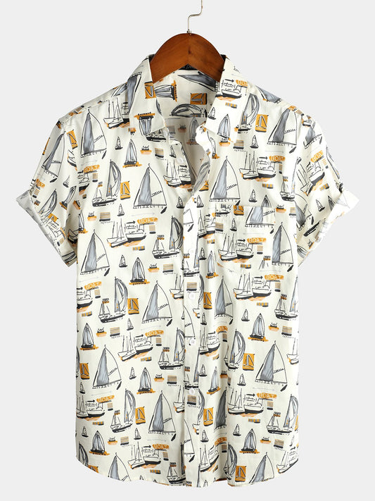men's pure cotton shirt with Hawaiian holiday print