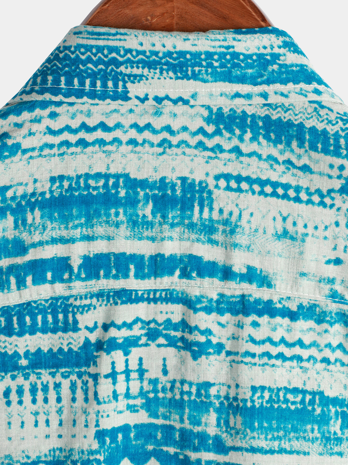 Men's Abstract Blue Watercolour Print Short Sleeve Shirt
