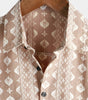 Vintage Brown Striped Short Sleeve 70s Retro Cotton Shirt for Men