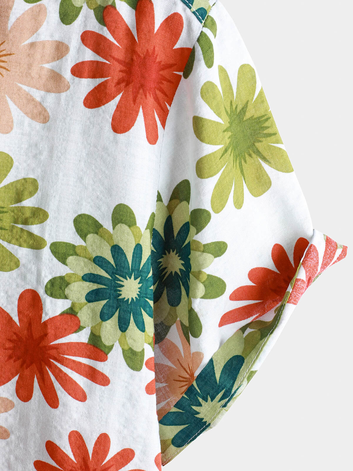 Short-Sleeved Button-Up Shirt with Floral Print for Men