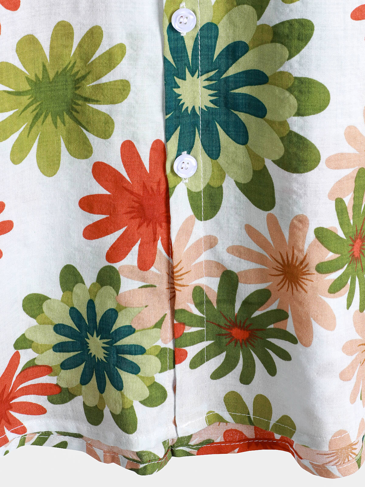 Short-Sleeved Button-Up Shirt with Floral Print for Men