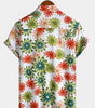 Short-Sleeved Button-Up Shirt with Floral Print for Men