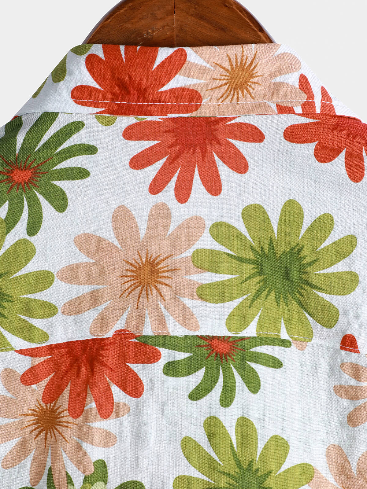 Short-Sleeved Button-Up Shirt with Floral Print for Men
