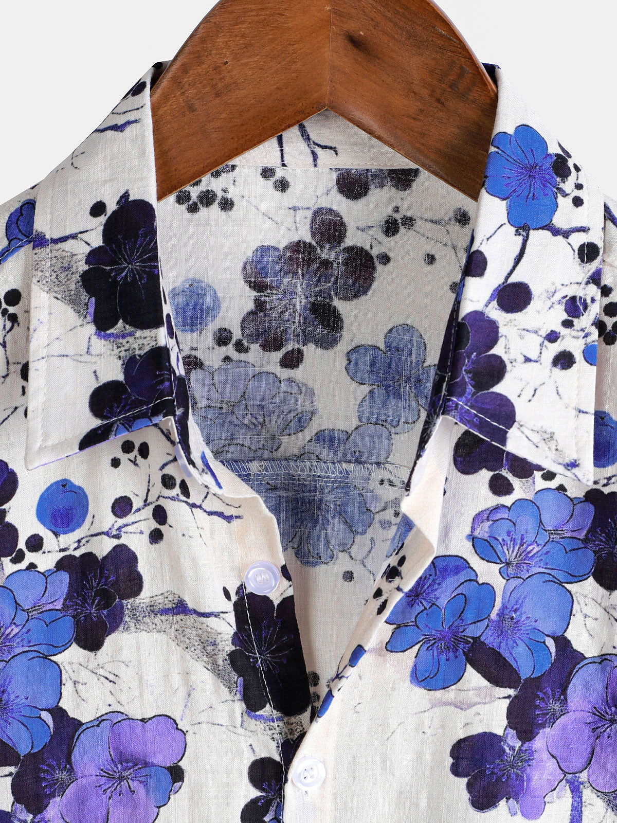 Retro Blue Short-Sleeve Shirt for Men, Summer Holiday Pattern