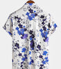 Retro Blue Short-Sleeve Shirt for Men, Summer Holiday Pattern