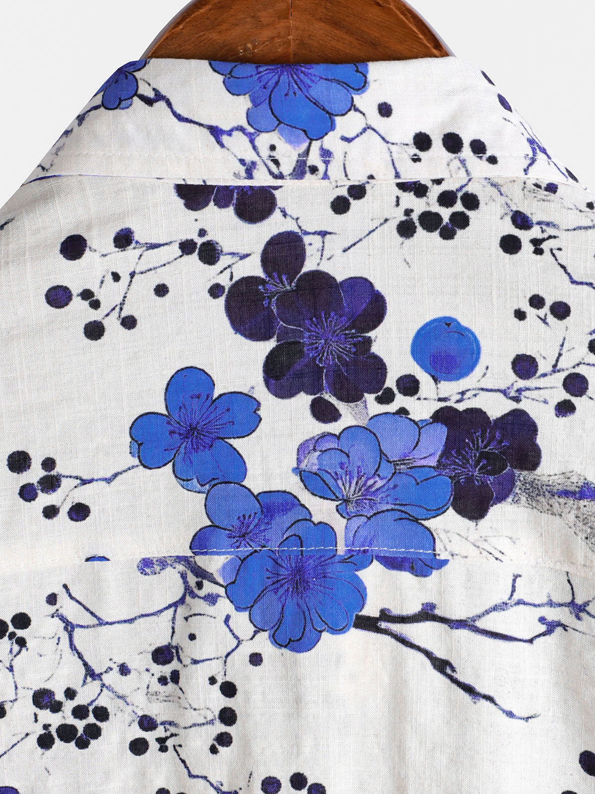 Retro Blue Short-Sleeve Shirt for Men, Summer Holiday Pattern