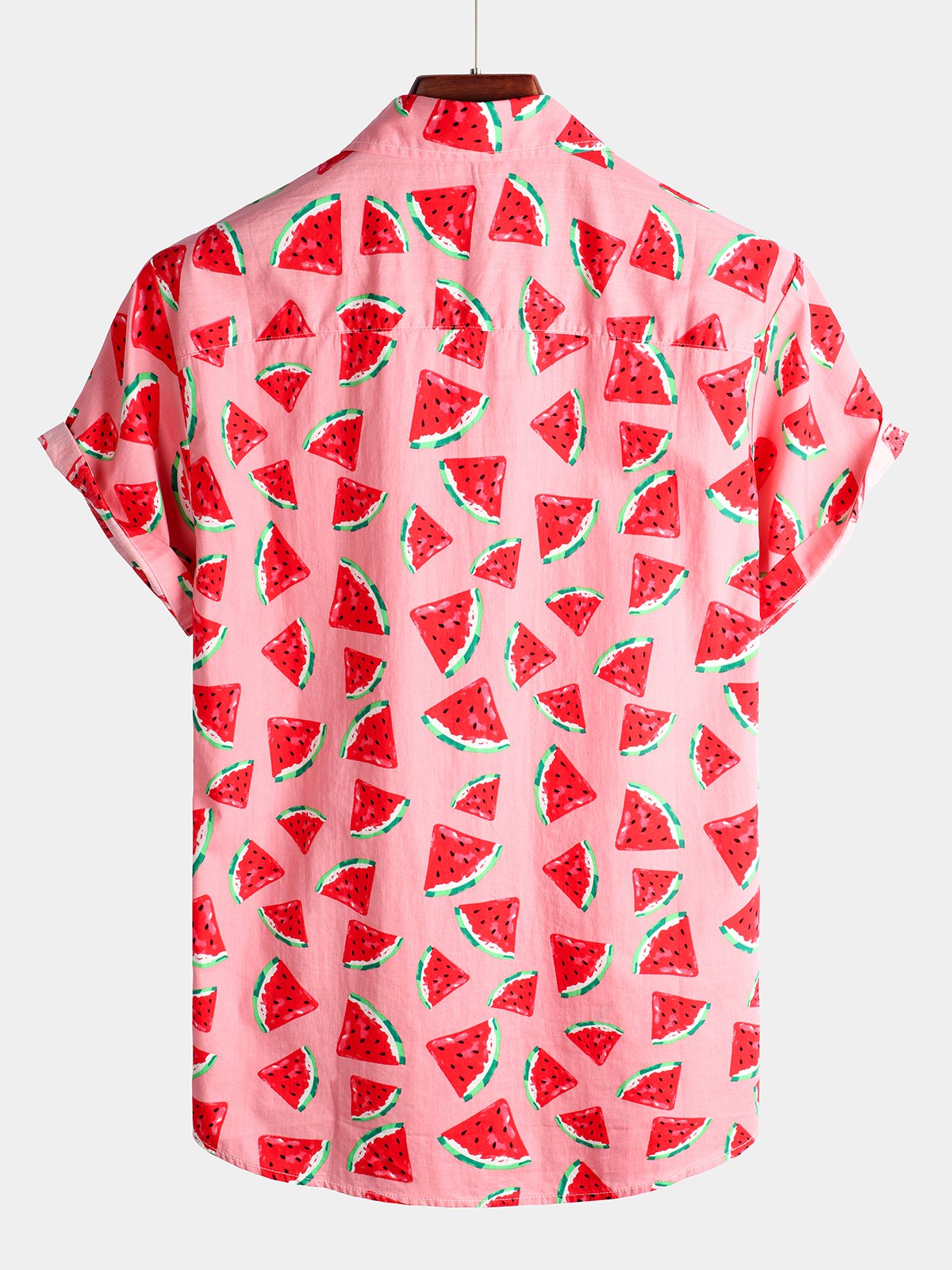 Men's Short Sleeve Cotton Hawaiian Watermelon Summer Shirt