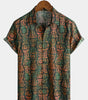 Men's Short Sleeve Summer Shirt, Retro Print, Holiday Style