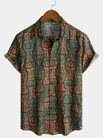 Men's Short Sleeve Summer Shirt, Retro Print, Holiday Style