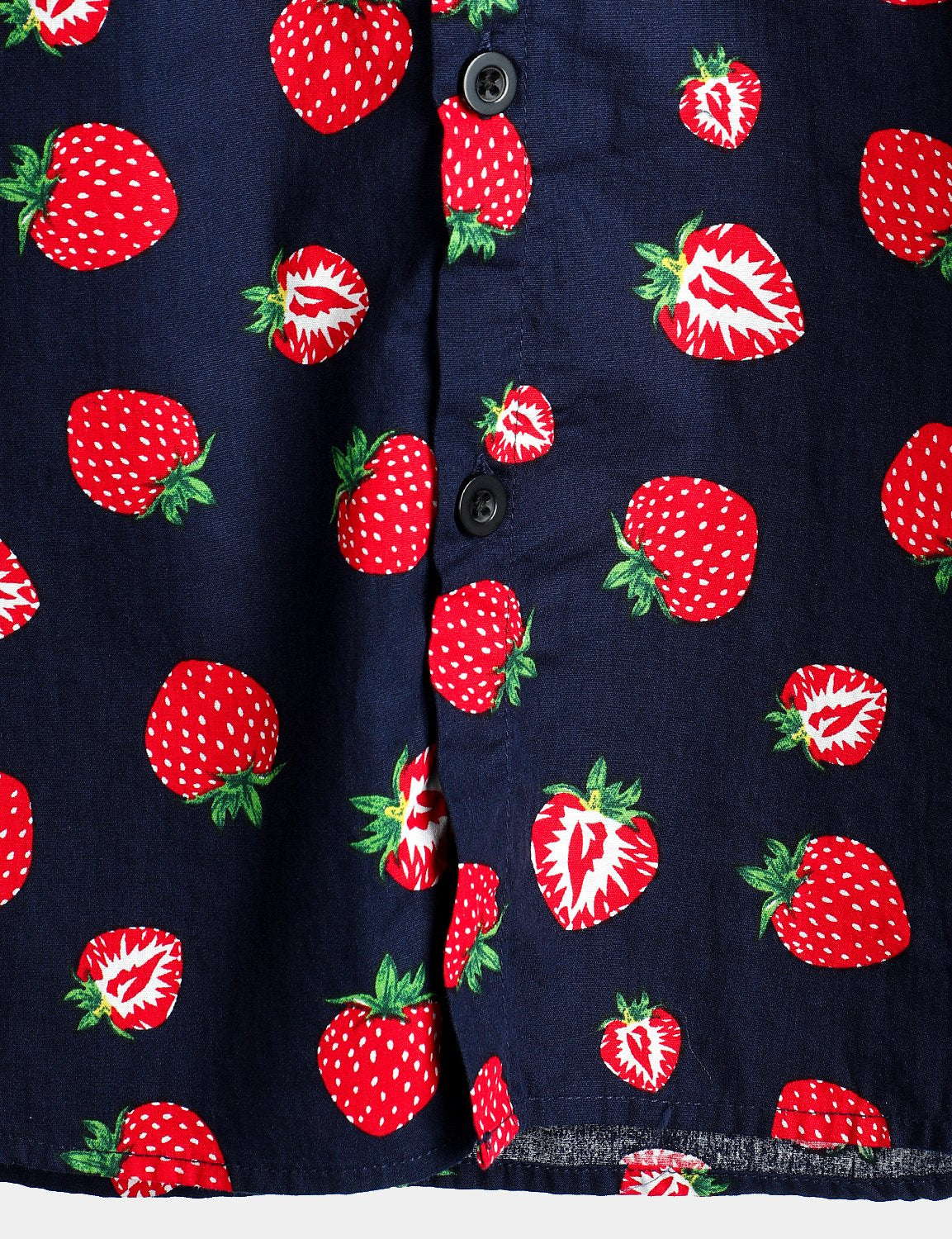 Men's Short-Sleeve Button-Up Hawaiian Shirt in Cotton with Strawberry and Fruit Print