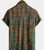 Men's Short Sleeve Summer Shirt, Retro Print, Holiday Style