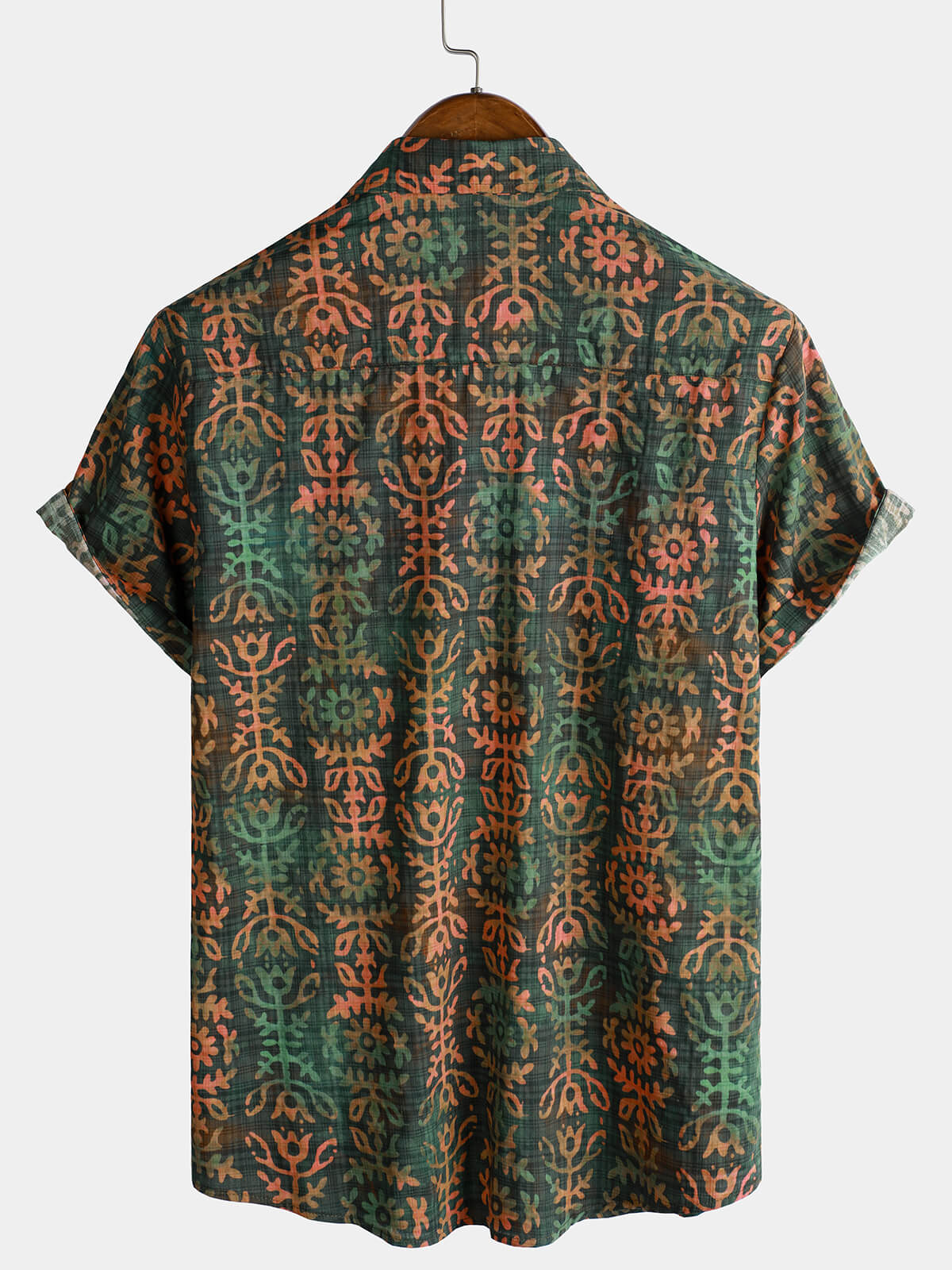 Men's Short Sleeve Summer Shirt, Retro Print, Holiday Style