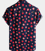 Men's Short-Sleeve Button-Up Hawaiian Shirt in Cotton with Strawberry and Fruit Print