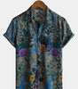 Men's Retro Floral Pattern Breathable Short Sleeve Shirt