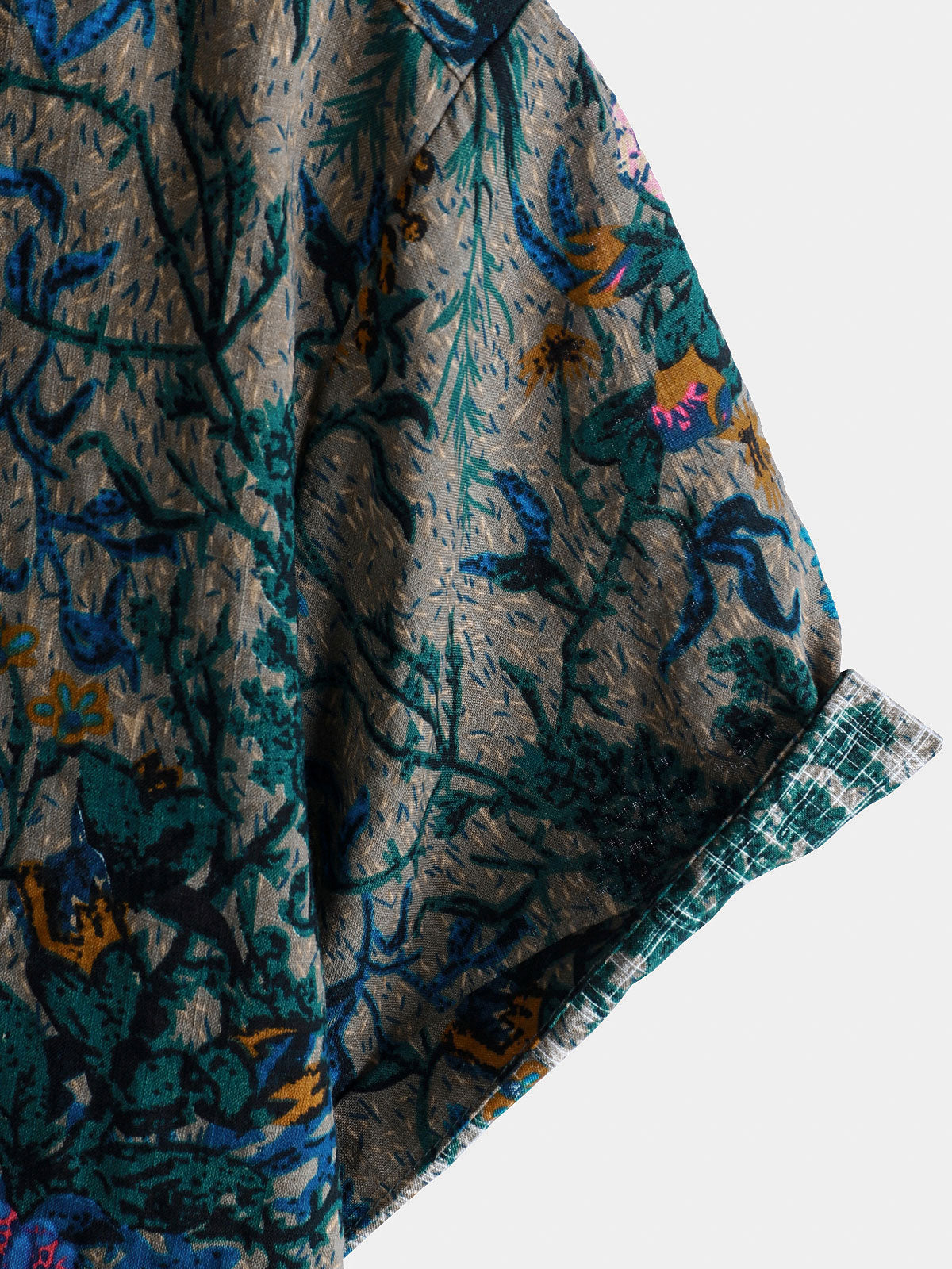 Men's Retro Floral Pattern Breathable Short Sleeve Shirt