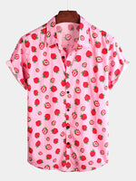 Short-Sleeved Floral Cotton Shirt for Men