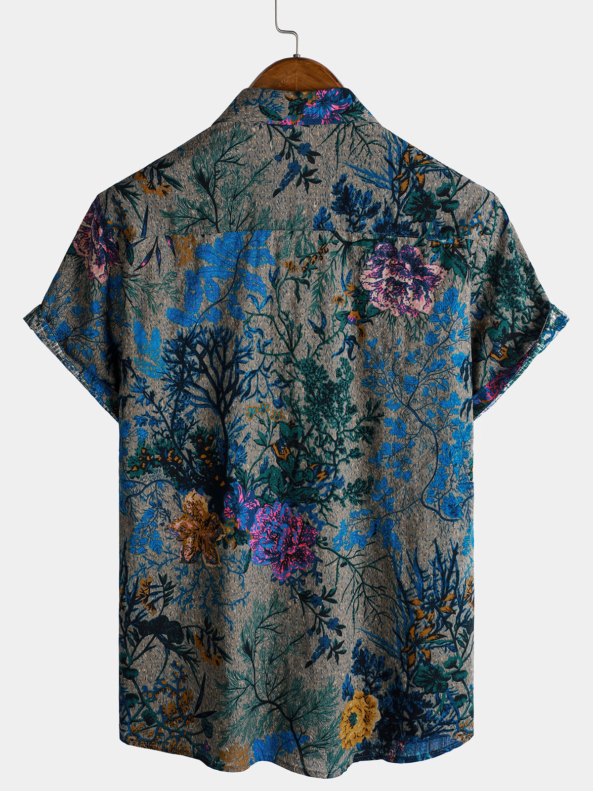 Men's Retro Floral Pattern Breathable Short Sleeve Shirt