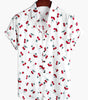 Tropical Hawaiian Beach Shirt in Cherry Floral Print for Men