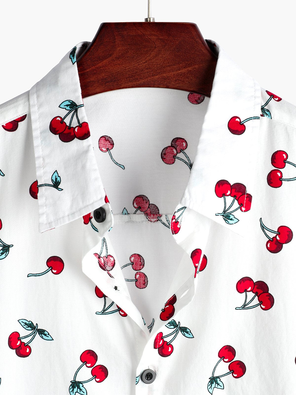 Tropical Hawaiian Beach Shirt in Cherry Floral Print for Men