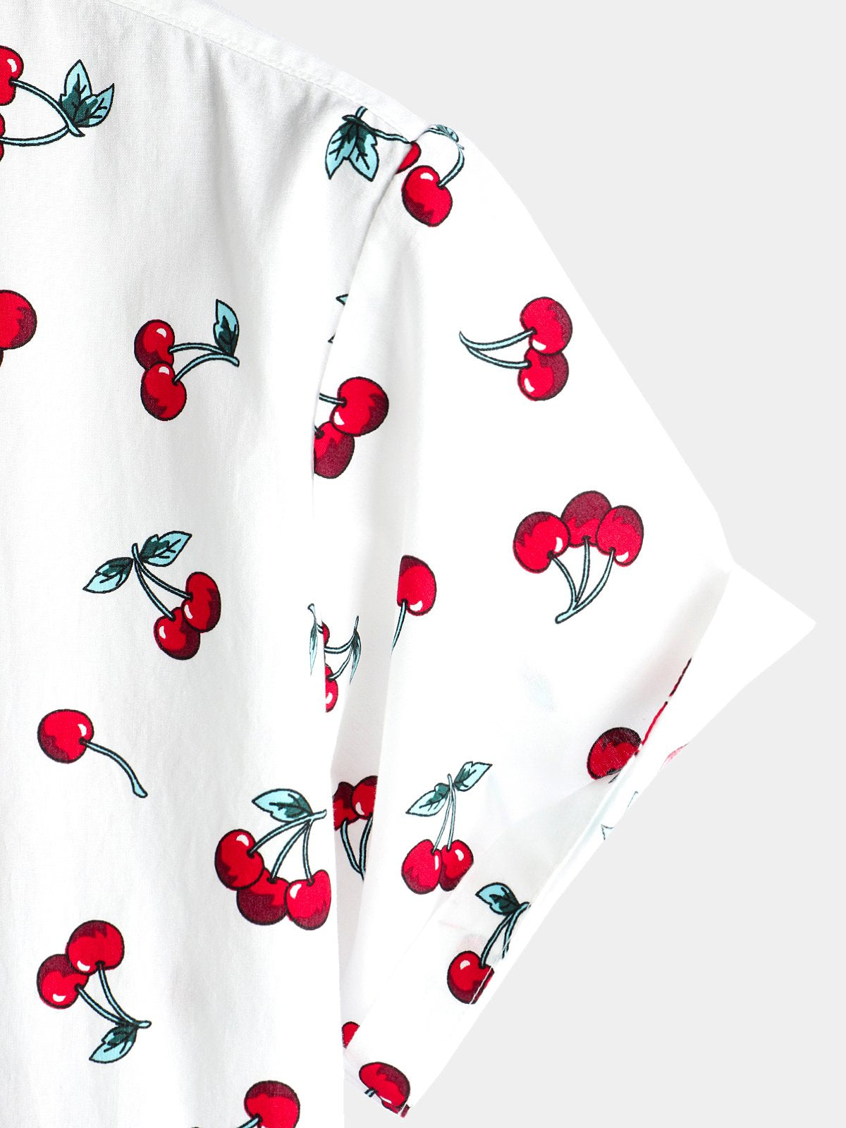 Tropical Hawaiian Beach Shirt in Cherry Floral Print for Men